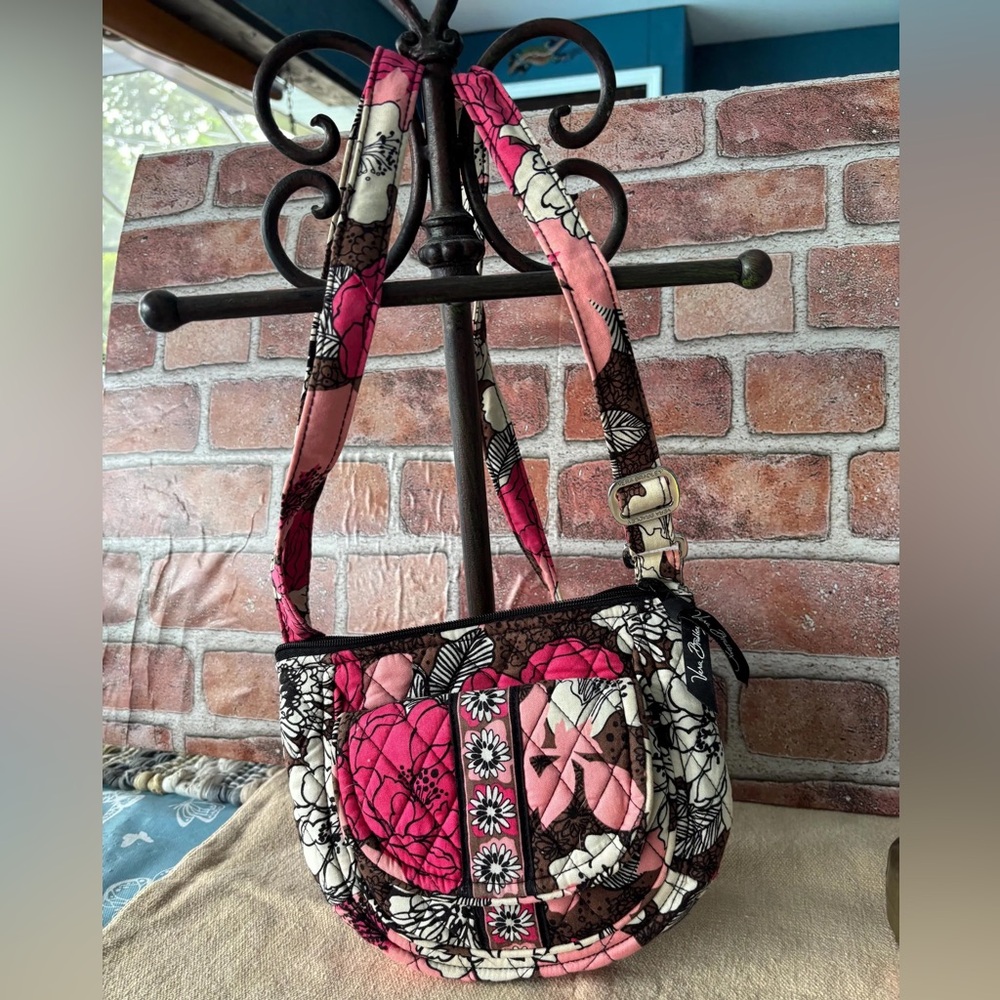 Vera Bradley Pink and Brown Floral Crossbody Bag